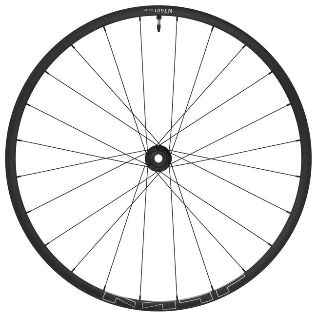 WHEEL, WH-MT601-B-27.5, FRONT, RIM 27.5, 24H, F:15MM E-THRU, TUBELESS, OLD:110MM, BLACK, W/TUBELESS TAPE, FOR CL DISC