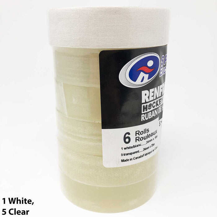Renfrew Tape - Clear Tape 5 Pack + 1 Roll White